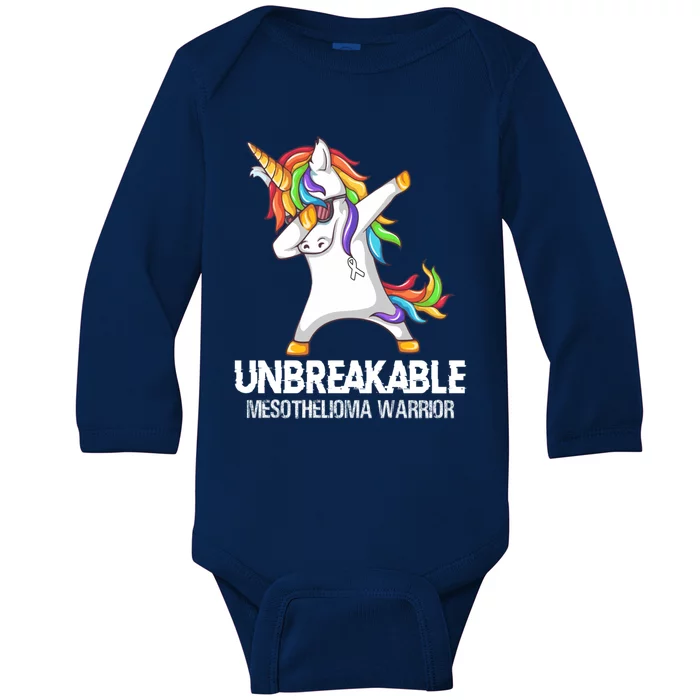 Unicorn Dabbing Unbreakable Mesothelioma Warrior Gift Baby Long Sleeve Bodysuit