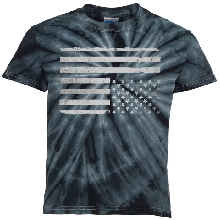 Upside Down Us Flag Distressed American Flag Kids Tie-Dye T-Shirt