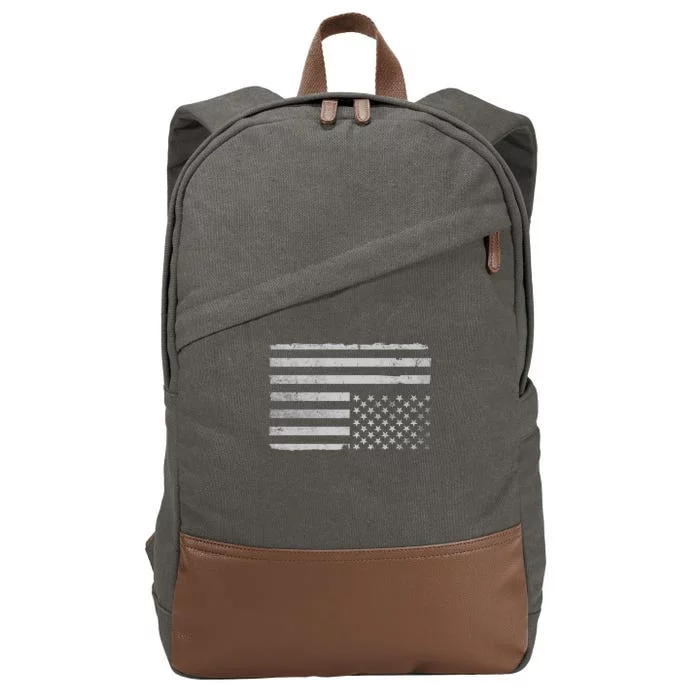 Upside Down Us Flag Distressed American Flag Cotton Canvas Backpack