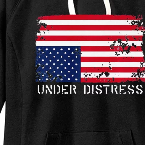 Under Distress Upsidedown American Flag Premium Women's Fleece Hoodie