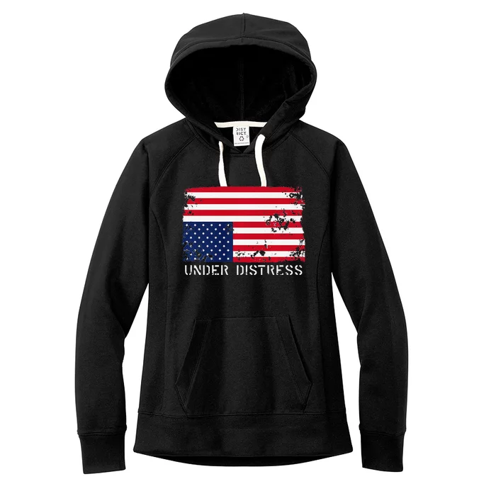 Under Distress Upsidedown American Flag Premium Women's Fleece Hoodie