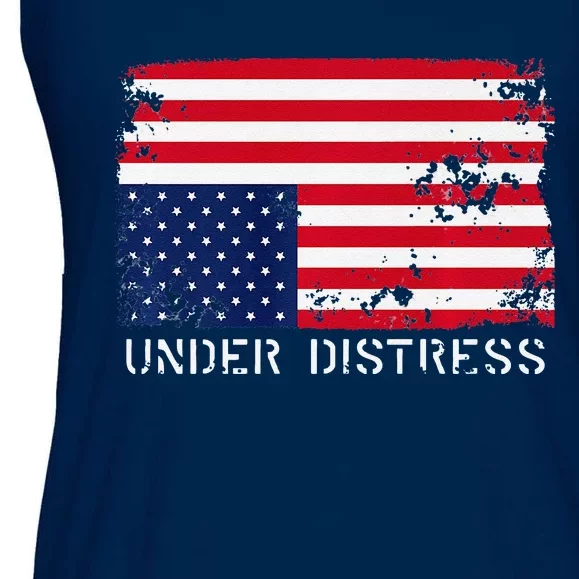 Under Distress Upsidedown American Flag Premium Ladies Essential Flowy Tank