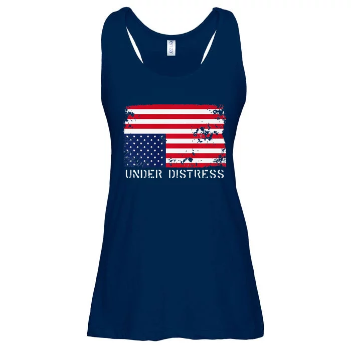 Under Distress Upsidedown American Flag Premium Ladies Essential Flowy Tank