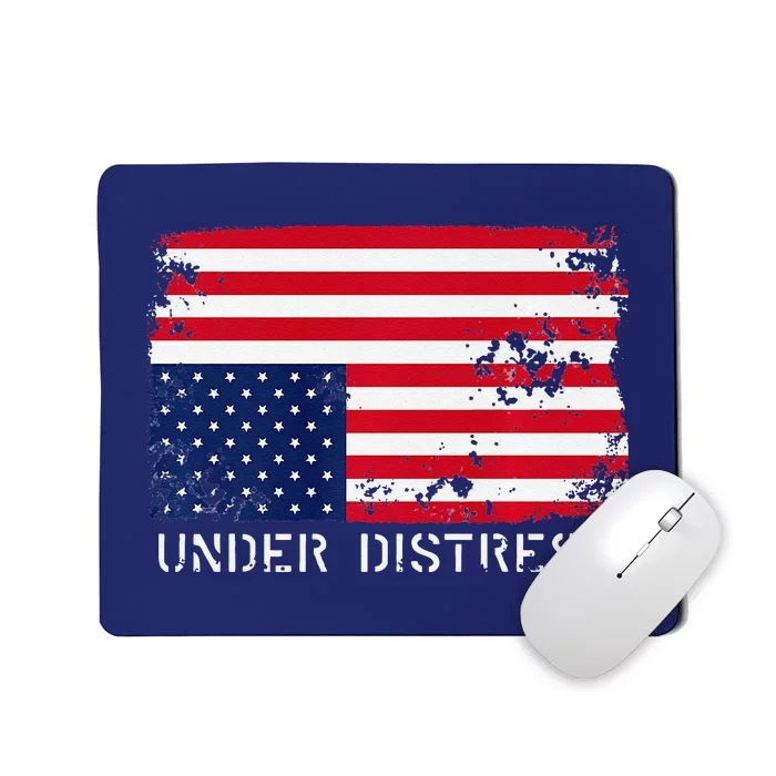 Under Distress Upsidedown American Flag Premium Mousepad