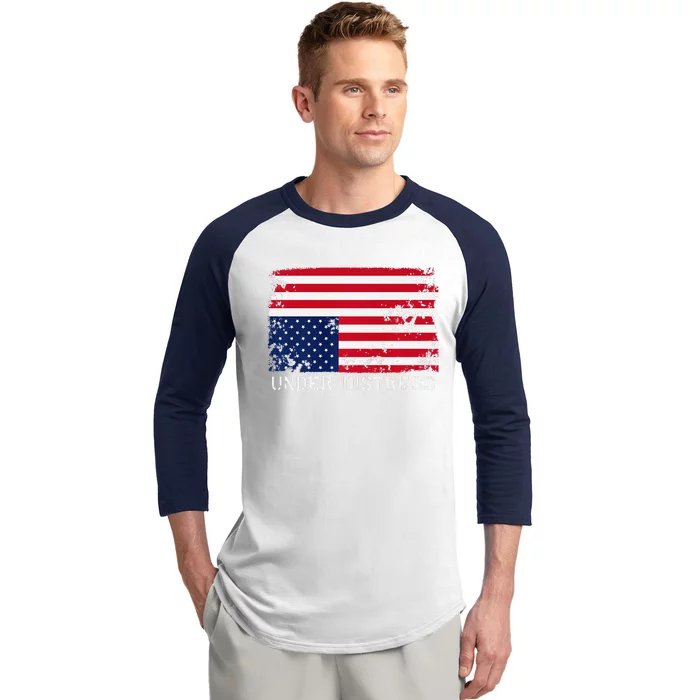 Under Distress Upsidedown American Flag Premium Baseball Sleeve Shirt