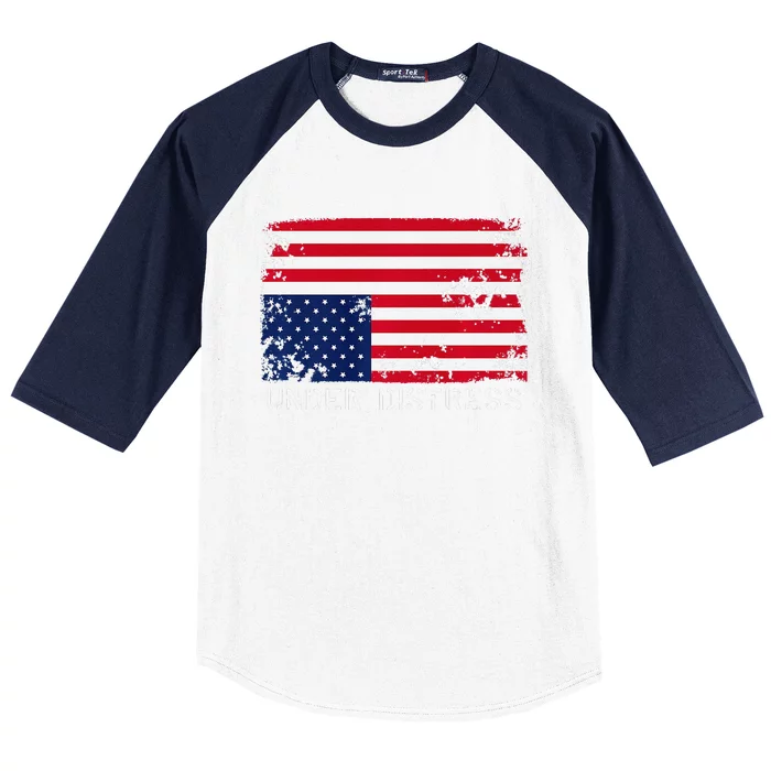 Under Distress Upsidedown American Flag Premium Baseball Sleeve Shirt