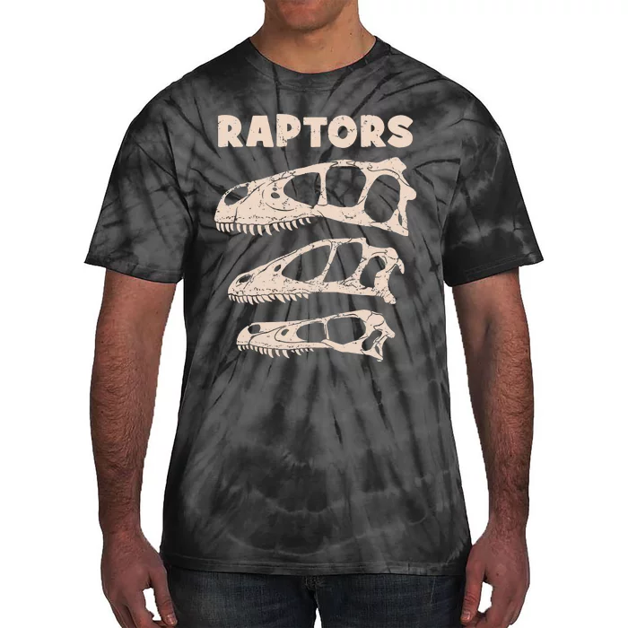 Utahraptor Deinonychus Velociraptor Skull Fossil Hunter Tie-Dye T-Shirt