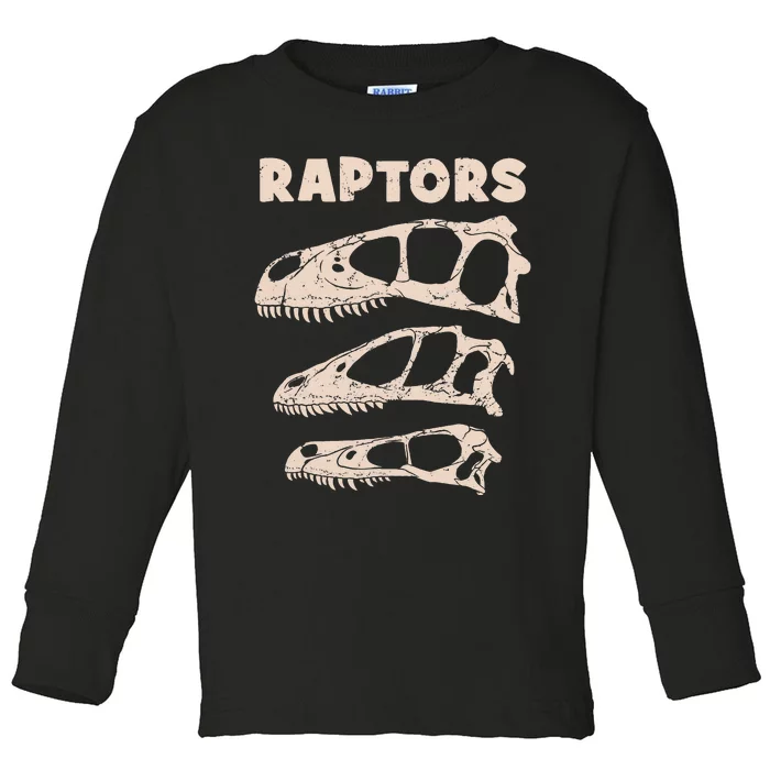 Utahraptor Deinonychus Velociraptor Skull Fossil Hunter Toddler Long Sleeve Shirt