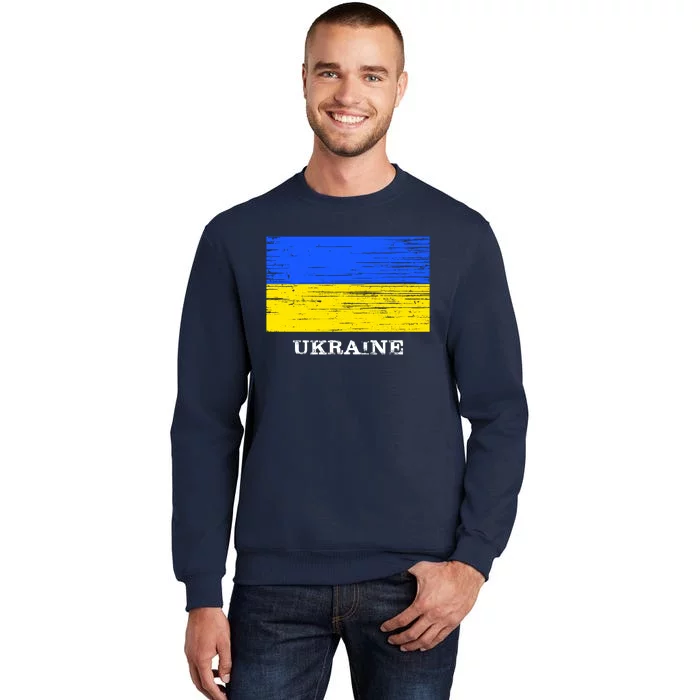 Ukraine Distressed Vintage World Flag Nationality Ukrainian Pride Tall Sweatshirt