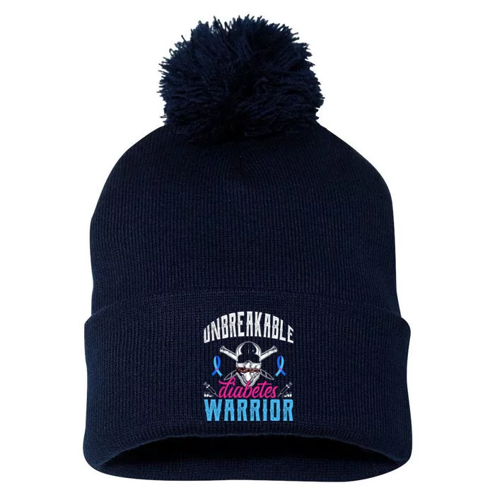 Unbreakable Diabetes Warrior Pom Pom 12in Knit Beanie