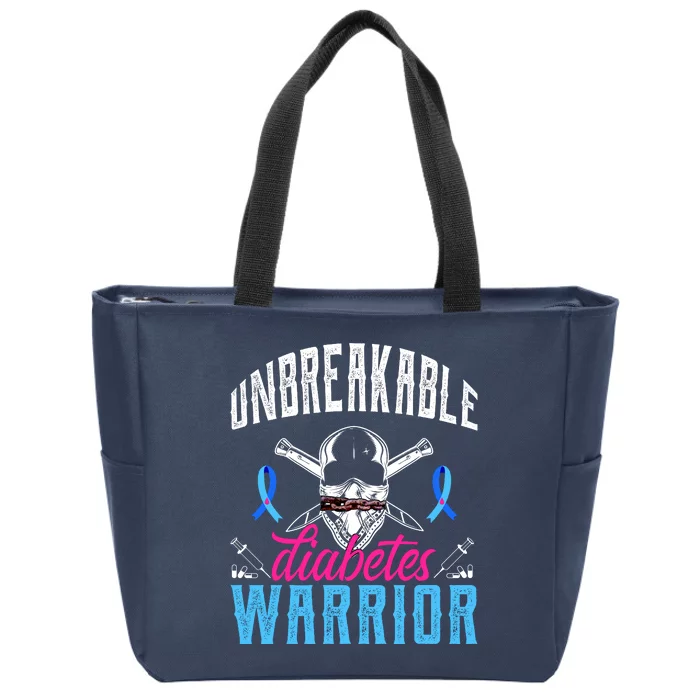 Unbreakable Diabetes Warrior Zip Tote Bag