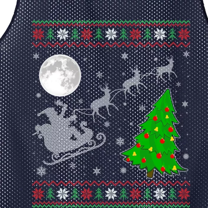 Ugly Deer Xmas Lighting Tree Santa Riding Deer Mesh Reversible Basketball Jersey Tank