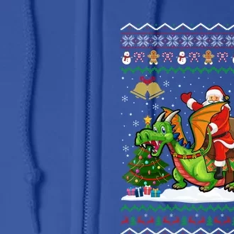 Ugly Dragon Xmas Gift Santa Riding Dragon Christmas Cool Gift Full Zip Hoodie