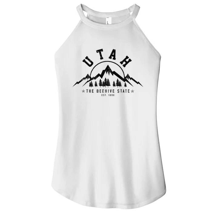 Utah Est. 1896 State Vintage Mountains Nature Outdoor Gift Women’s Perfect Tri Rocker Tank