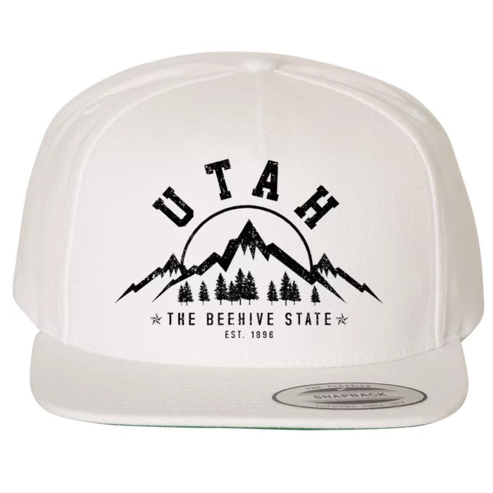 Utah Est. 1896 State Vintage Mountains Nature Outdoor Gift Wool Snapback Cap