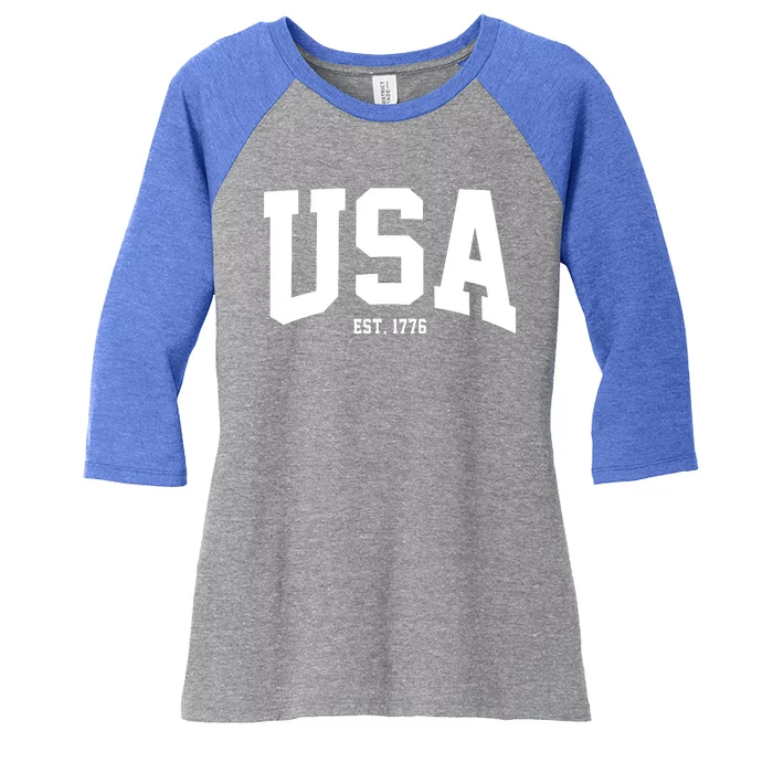 Usa Est 1776 Women's Tri-Blend 3/4-Sleeve Raglan Shirt