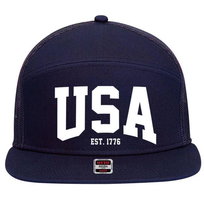 Usa Est 1776 7 Panel Mesh Trucker Snapback Hat