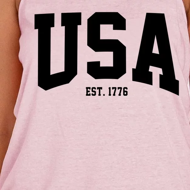 Usa Est 1776 Women's Knotted Racerback Tank