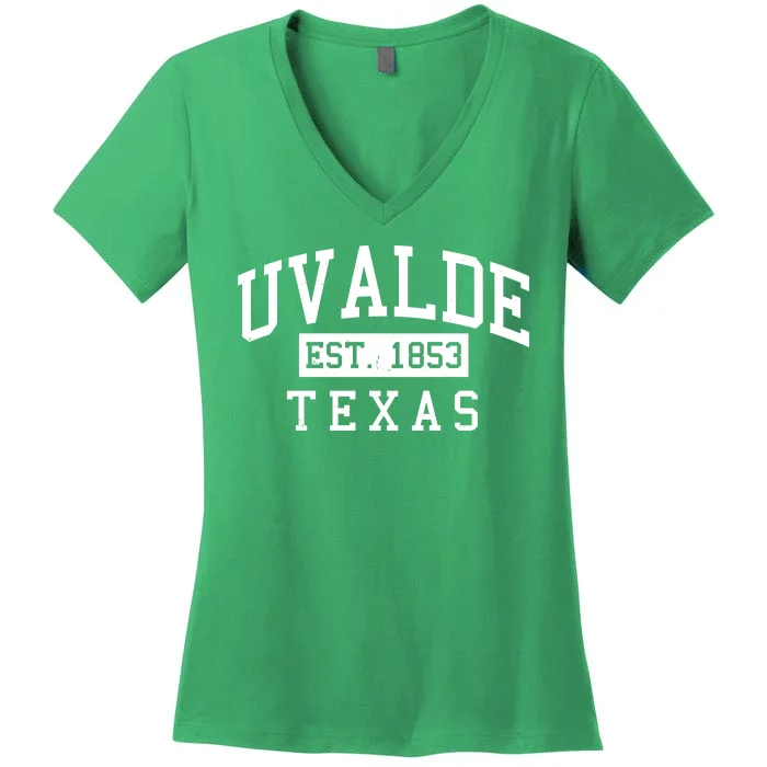 Uvalde EST 1853 Texas Women's V-Neck T-Shirt