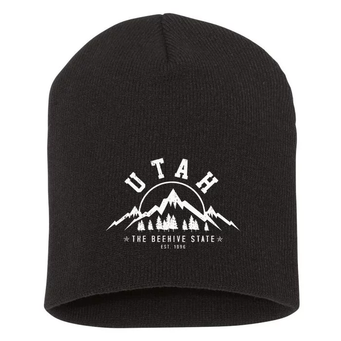 Utah Est. 1896 State Vintage Mountains Nature Outdoor Gift Short Acrylic Beanie