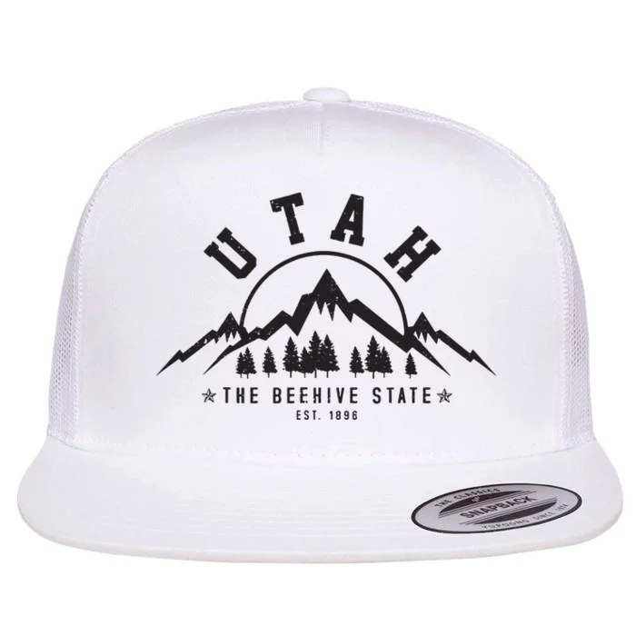 Utah Est 1896 State Vintage Mountains Nature Outdoor Gift Flat Bill Trucker Hat