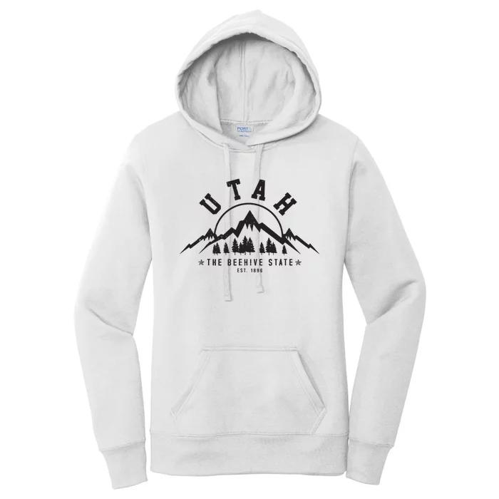 Utah Est 1896 State Vintage Mountains Nature Outdoor Gift Women's Pullover Hoodie