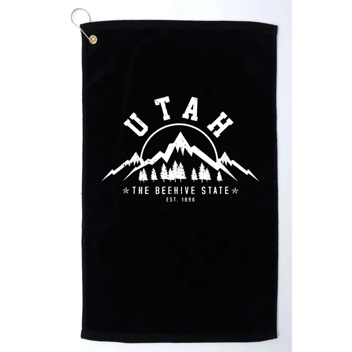 Utah Est 1896 State Vintage Mountains Nature Outdoor Gift Platinum Collection Golf Towel