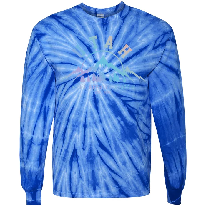 Utah Est 1896 State Vintage Mountains Nature Outdoor Gift Tie-Dye Long Sleeve Shirt