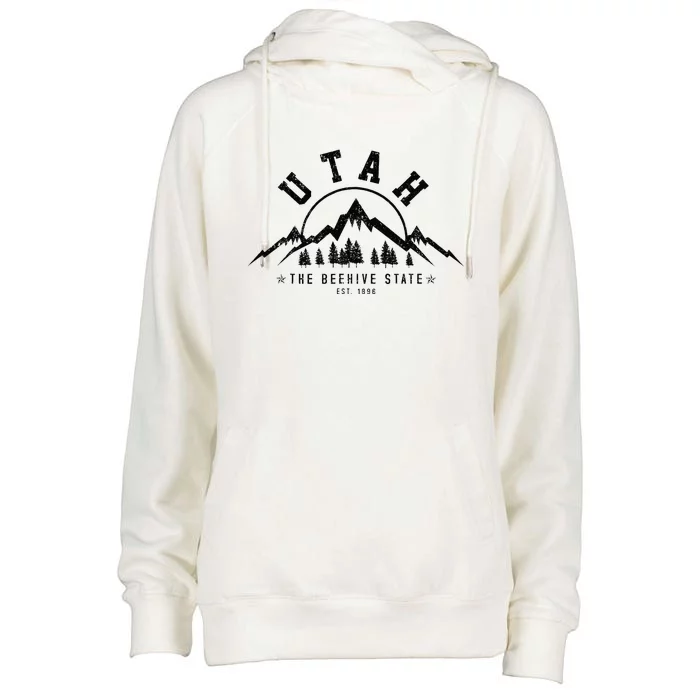 Utah Est. 1896 State Vintage Mountains Nature Outdoor Gift Womens Funnel Neck Pullover Hood