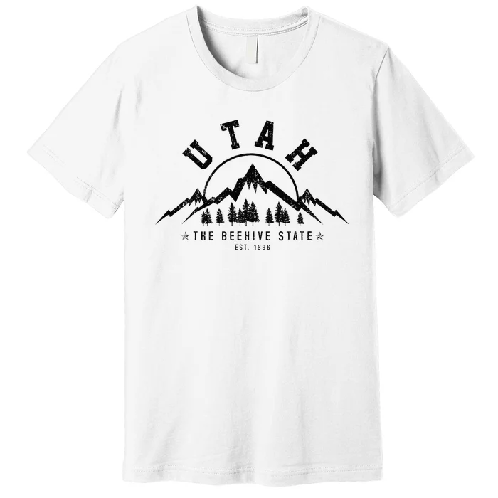 Utah Est. 1896 State Vintage Mountains Nature Outdoor Gift Premium T-Shirt