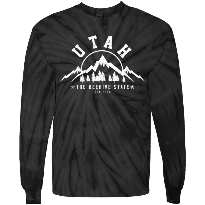 Utah Est 1896 State Vintage Mountains Nature Outdoor Gift Tie-Dye Long Sleeve Shirt