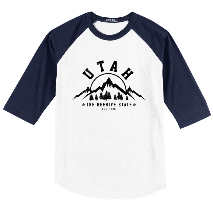 Utah Est 1896 State Vintage Mountains Nature Outdoor Gift Baseball Sleeve Shirt