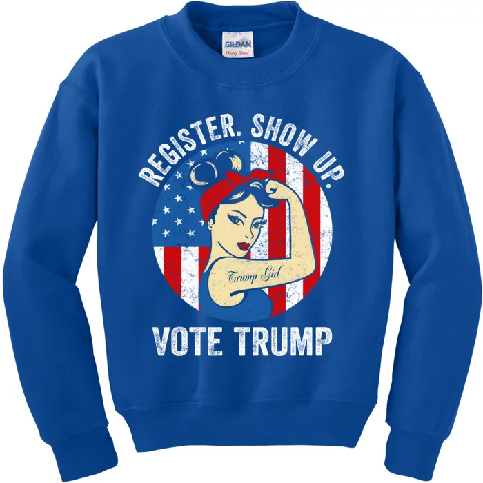 Usa Election 2024 Register Show Up Vote Trump Gift Kids Sweatshirt