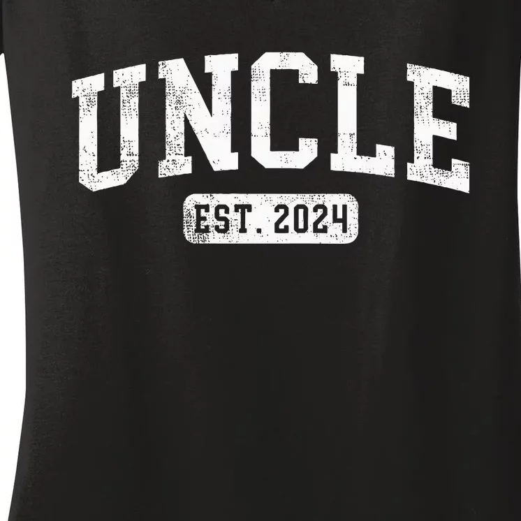 Uncle Est 2024 Promoted To Uncle Announcement Women's V-Neck T-Shirt