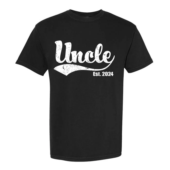 Uncle Est. 2024 Sporty Family Gift Garment-Dyed Heavyweight T-Shirt