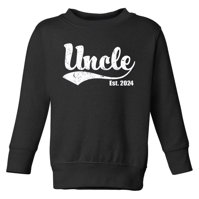 Uncle Est. 2024 Sporty Family Gift Toddler Sweatshirt