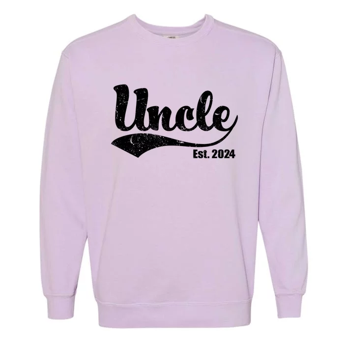 Uncle Est. 2024 Sporty Family Gift Garment-Dyed Sweatshirt