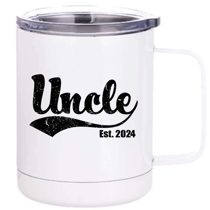 Uncle Est. 2024 Sporty Family Gift Front & Back 12oz Stainless Steel Tumbler Cup