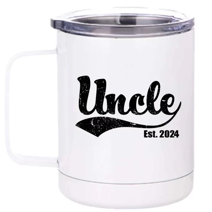 Uncle Est. 2024 Sporty Family Gift Front & Back 12oz Stainless Steel Tumbler Cup