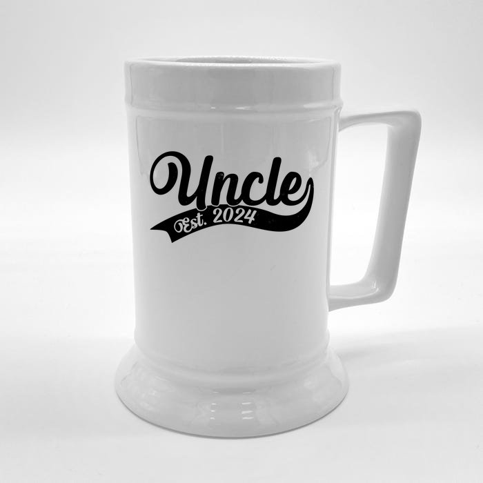 Uncle Est. 2024 New Baby Niece Nephew Front & Back Beer Stein