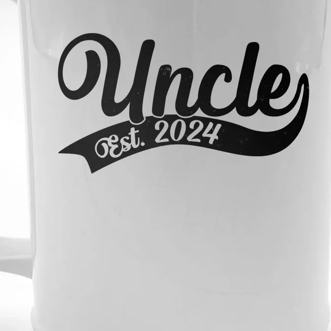 Uncle Est. 2024 New Baby Niece Nephew Front & Back Beer Stein