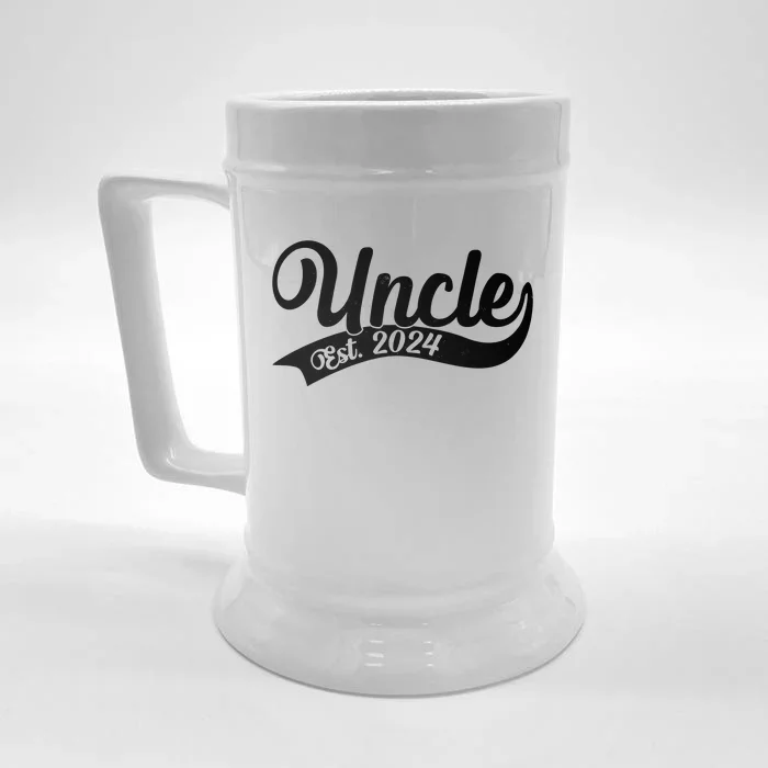 Uncle Est. 2024 New Baby Niece Nephew Front & Back Beer Stein