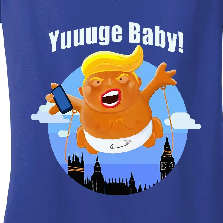 Us Election 2024 Trump Baby Balloon Huge Yuuuge Potus Women's V-Neck T-Shirt