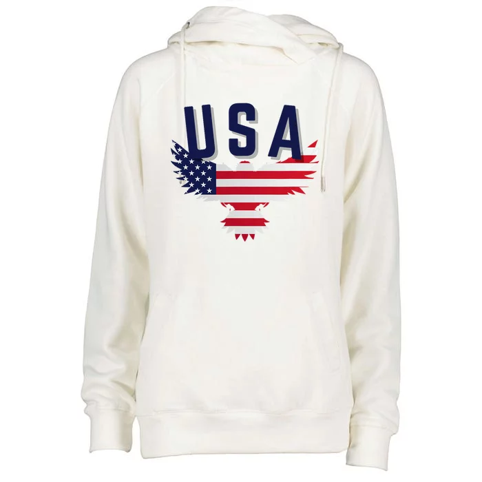 Usa Eagle 4th Of July Gift Casual American Womens Funnel Neck Pullover Hood