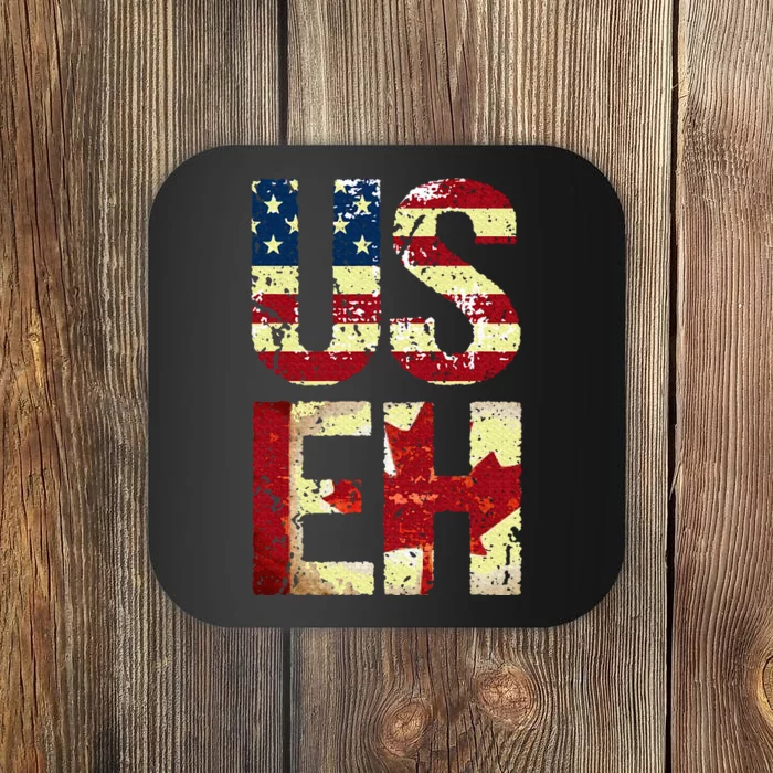 Us Eh America Canada Flag Funny American Canadian Coaster