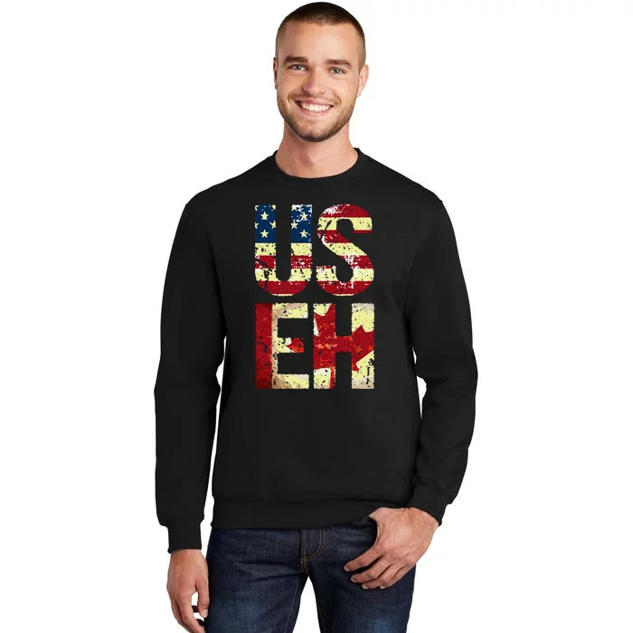 Us Eh America Canada Flag Funny American Canadian Tall Sweatshirt