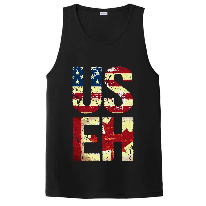 Us Eh America Canada Flag Funny American Canadian Performance Tank