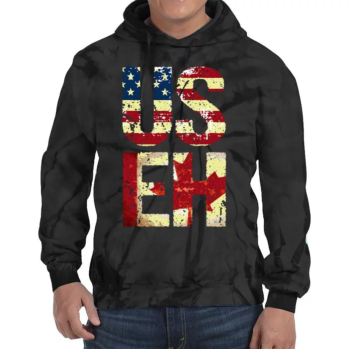 Us Eh America Canada Flag Funny American Canadian Tie Dye Hoodie