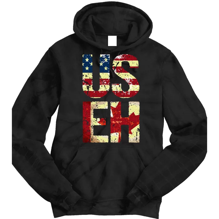 Us Eh America Canada Flag Funny American Canadian Tie Dye Hoodie