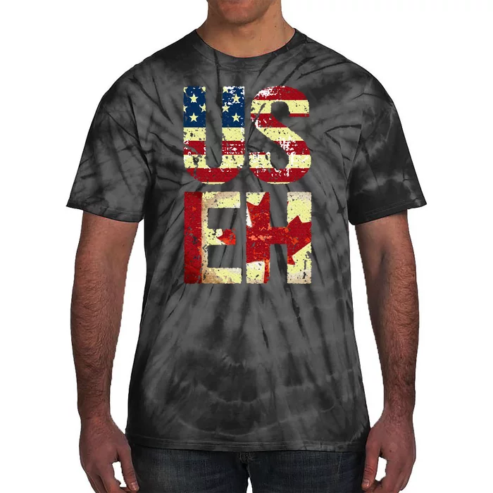 Us Eh America Canada Flag Funny American Canadian Tie-Dye T-Shirt